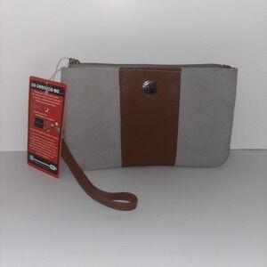Stone Mountain Gray And Tan Wristlet. NWT